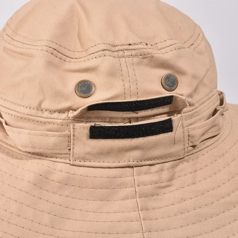 Newest Four Seasons Cotton Solid Bucket Hat With Small Pocket Fisherman Hat