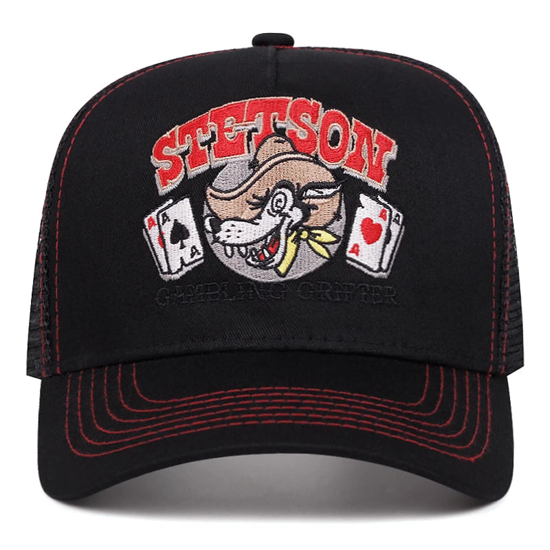 Fashion New Truck Hat Stetson Wolf Head Poker Embroidery Street Pop Hip Hop Hat