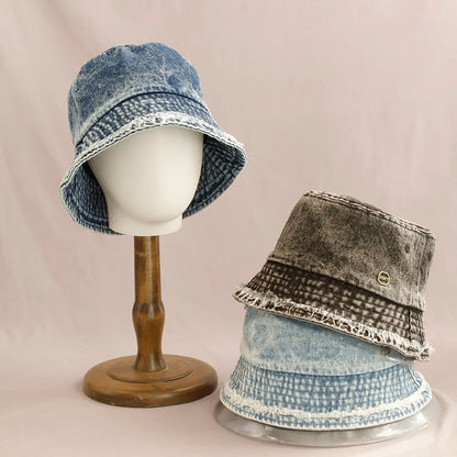 Washed Denim Bucket Hat Women Fisherman's Hat