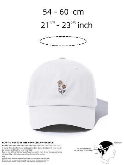 Flower Print  Baseball Cap For Adults Minimalist Retro Style Casual Soft Adjustable Dad Hat Perfect As Gift
