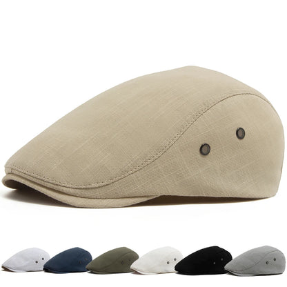 Men Linen Flat Cap Summer Breathable Newsboy Ivy Gatsby Beret Hat