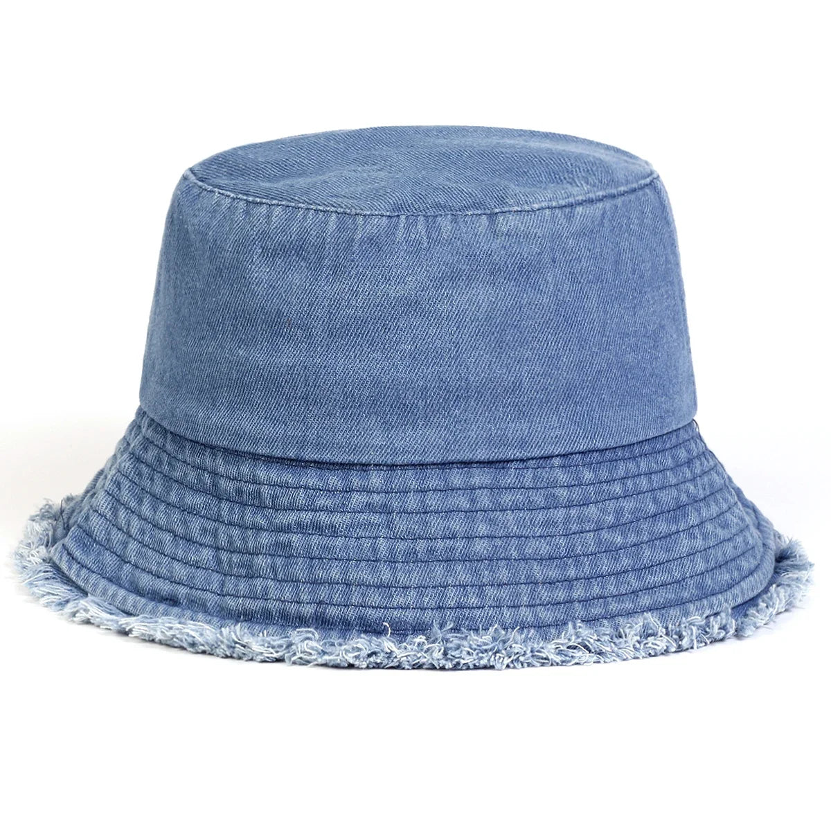 Unisex Light Board Edge Hole Denim Personality Bucket Hats