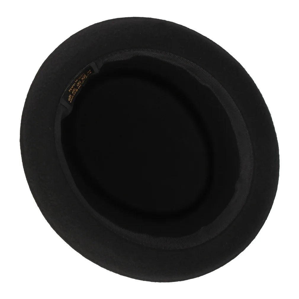 Wool Black Billycock Roll Brim Fedora Hat Women British Concave-Convex Top Hat