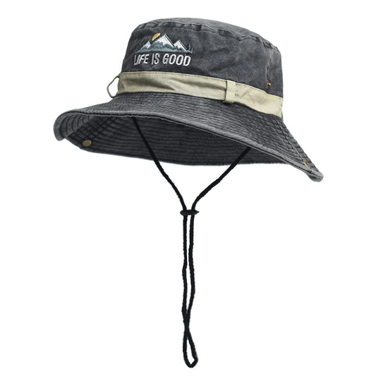 Summer Men Bucket Hat Outdoor UV Protection Wide Brim Panama