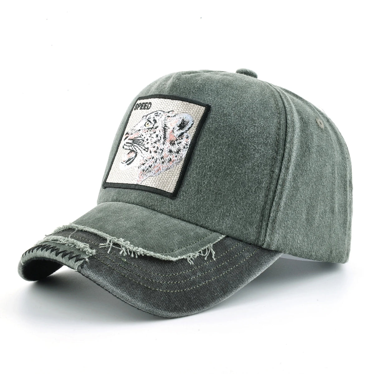 Vintage Denim Baseball Cap With Embroidery Animals