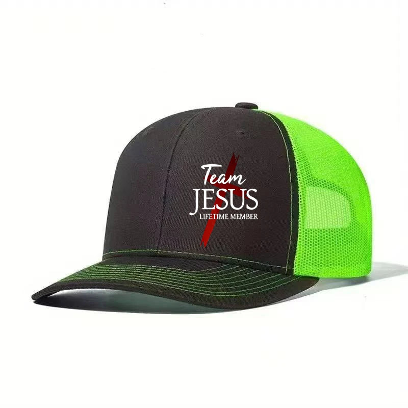 Team Jesus Lightning Mesh Hat Multi Color Contrast Breathable Mesh Fabric Hardcore Believers Street Explosion Artifact