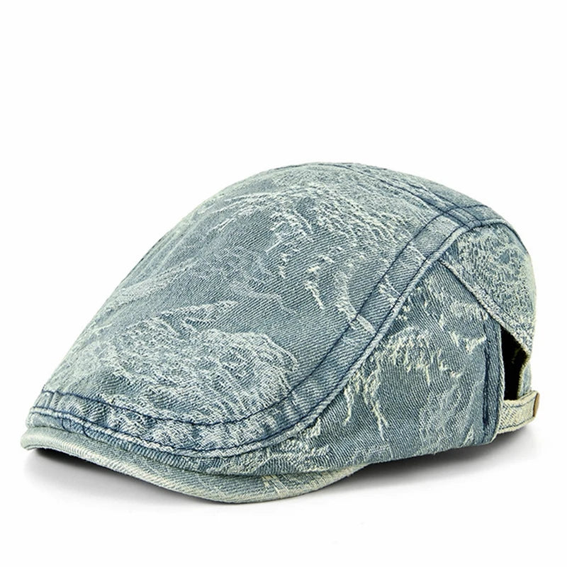 2026 Women's Distressed Denim Newsboy Cap