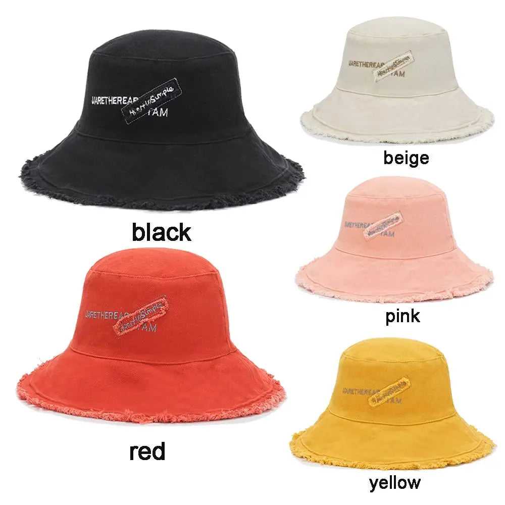 Women Outdoor Sunscreen Bucket Hat Cotton Sun Caps Fisherman Cap