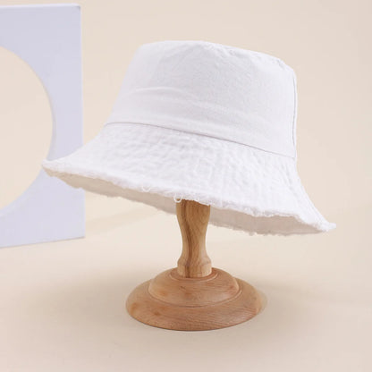Women American Vintage Distressed Frayed Edge Bucket Hat