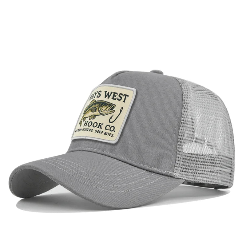 High Quality Fishing Embroidery Baseball Cap Outdoor Fishing Snapback Mesh Hat Sunshade Trucker Hat