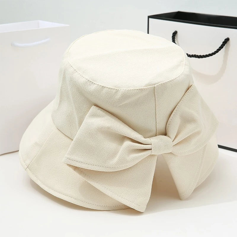 Big Bow Bucket Hat Women Women's Anti-UV Outdoor Bucket Hats