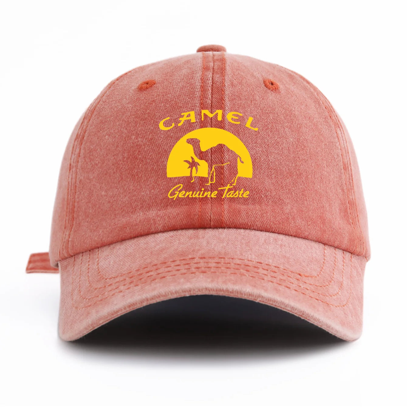 Camel Print Washed Baseball Cap for Adults, Minimalist Retro Style Casual Soft Adjustable