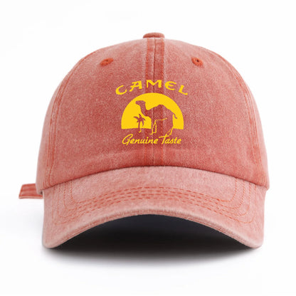 Camel Print Washed Baseball Cap for Adults, Minimalist Retro Style Casual Soft Adjustable
