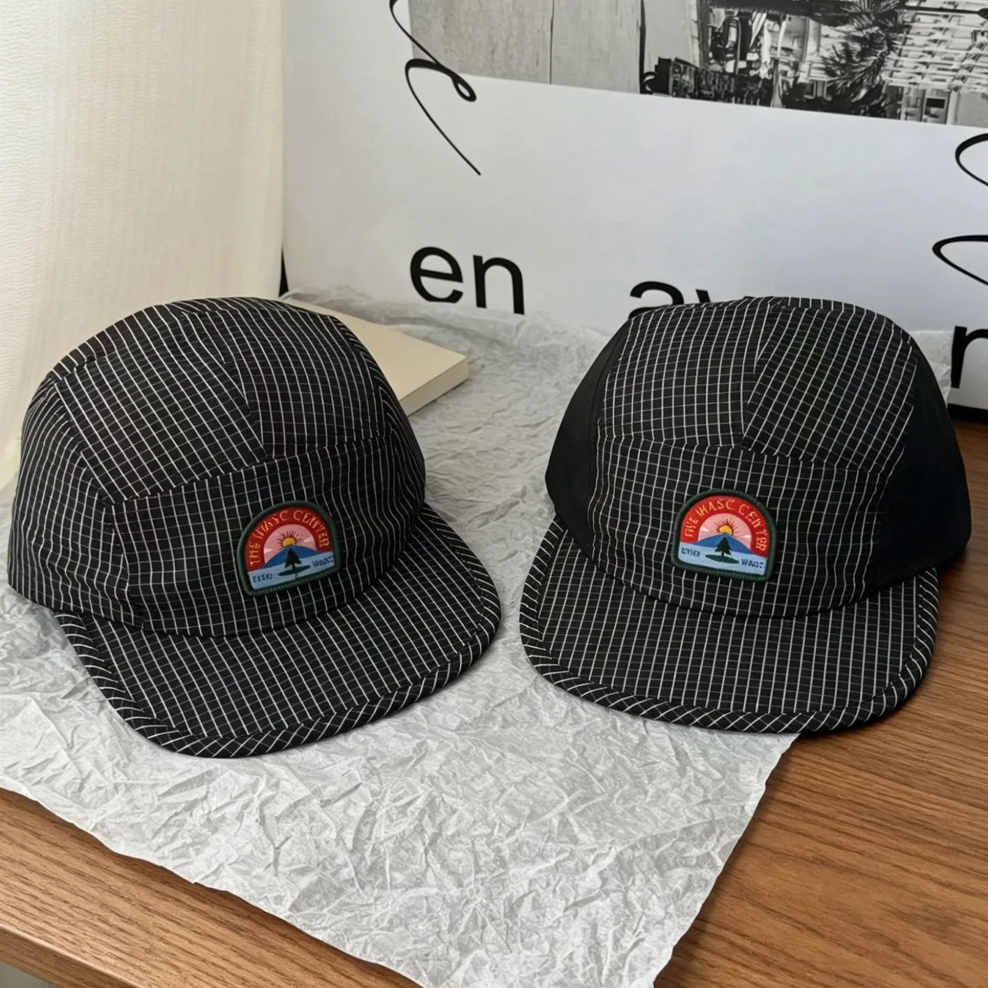 Retro Striped 5-Panel Baseball Cap for Women Men Summer