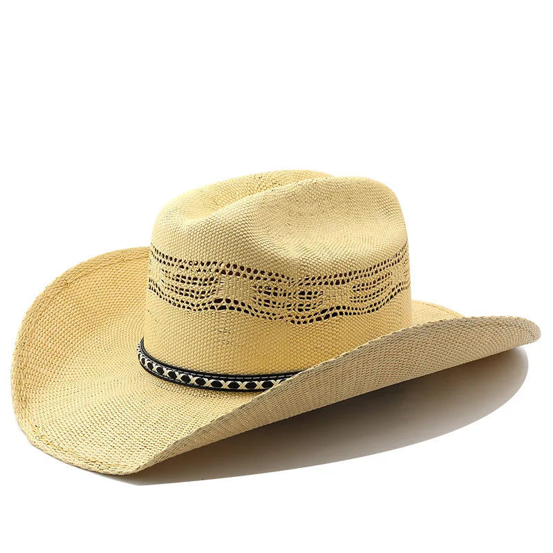 Handwoven Braided Fedora Hat - Breathable Western Cowboy & English Style