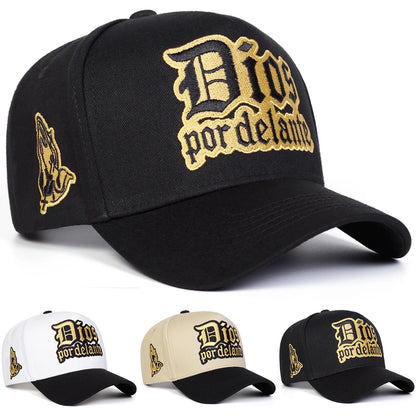 Unisex DIOS POR DELANTE Letter Embroidery Baseball Caps Outdoor Adjustable Sunscreen Hat Sports Cap