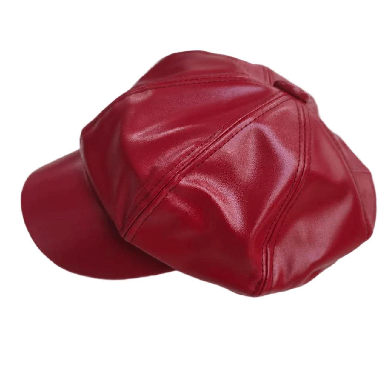 New Korean Style Pu Leather Octagonal Hat