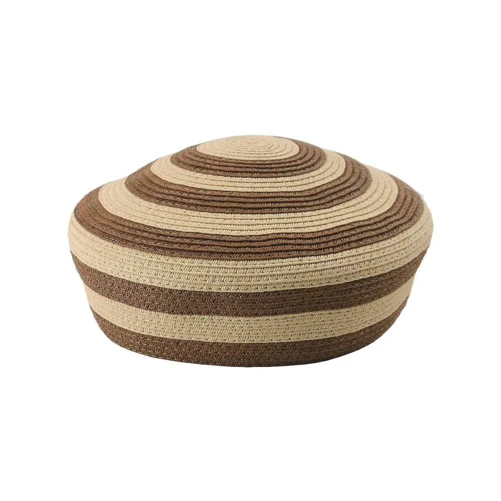 2026 New Striped Paper Straw Beret For Women