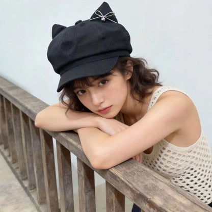 Women Cute Ear Octagonal Beret