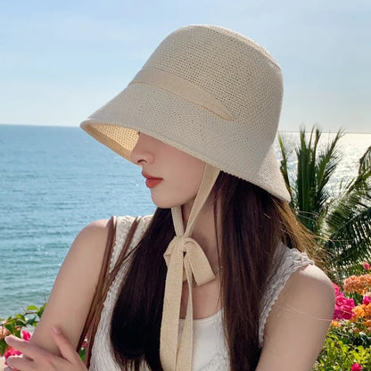 Women Summer Breathable Straw Hat Large Brim Adjustable