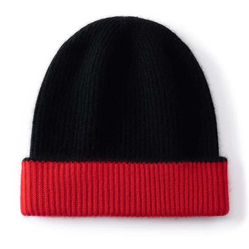 High-Quality Pure Cashmere Unisex Beanie 2 Layer Thick Warm Casual Hat