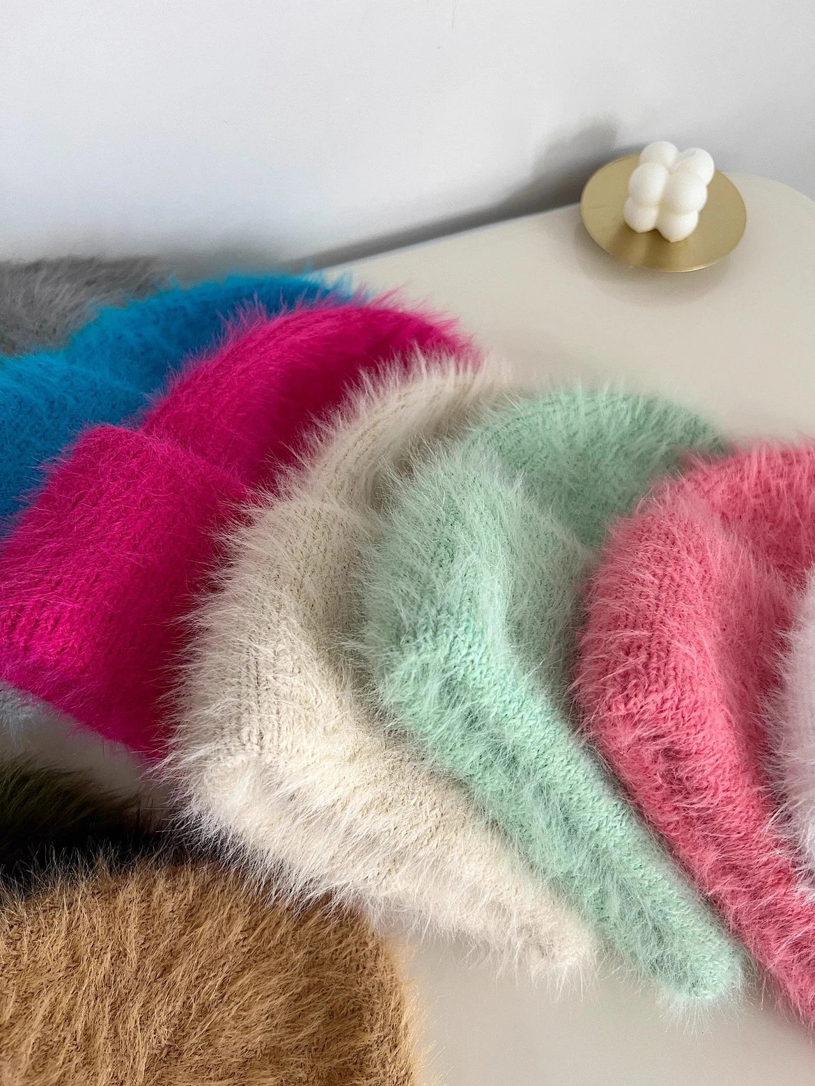 Candy Color Winter Hats Woman Cozy Knitted Beanie Women