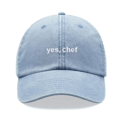 1pc "yes, Chef" Printing Baseball Cap Vintage Washed Unisex Dad Hat