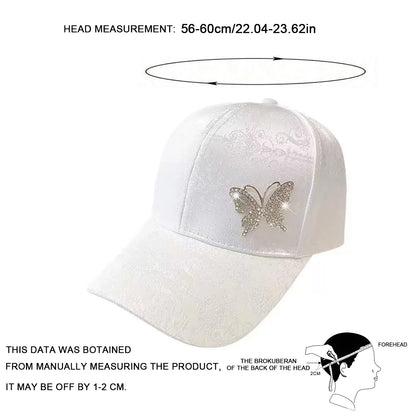 Unisex Rhinestone Butterfly Baseball Caps Spring Autumn