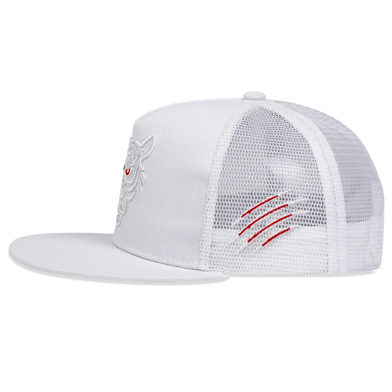 Unisex Tiger Head Side Scratch Embroidery Hip-Hop Net Hats