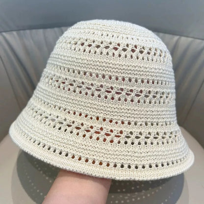 Knitted Bucket Hat For Women Lightweight Breathable Crochet Cloche Hat