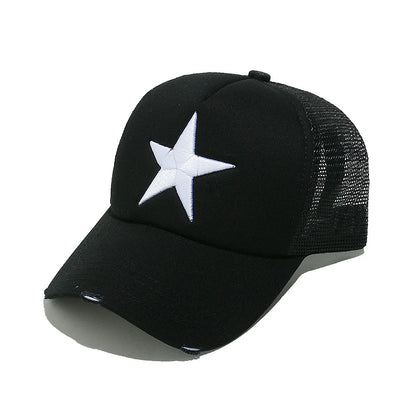 Streetwear 3D Star Embroidery Mesh Baseball Cap Summer