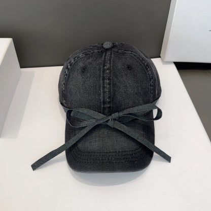 Women Bow Denim Baseball Cap