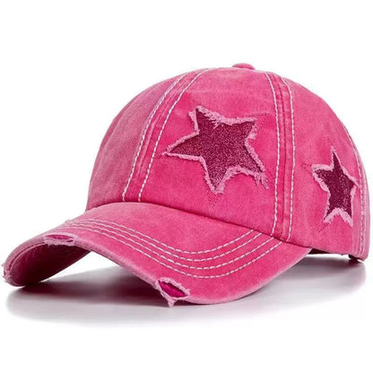 Unisex Star Embroidery Baseball Caps Spring Autumn