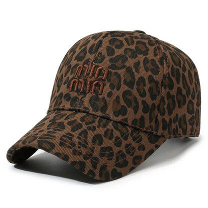 Letter Embroidery Leopard Print Baseball Cap