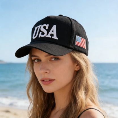 Fashion USA Letter Embroidered Baseball Cap American Flag Patch Adjustable Patriotic Dad Hat Outdoor Casual Daily
