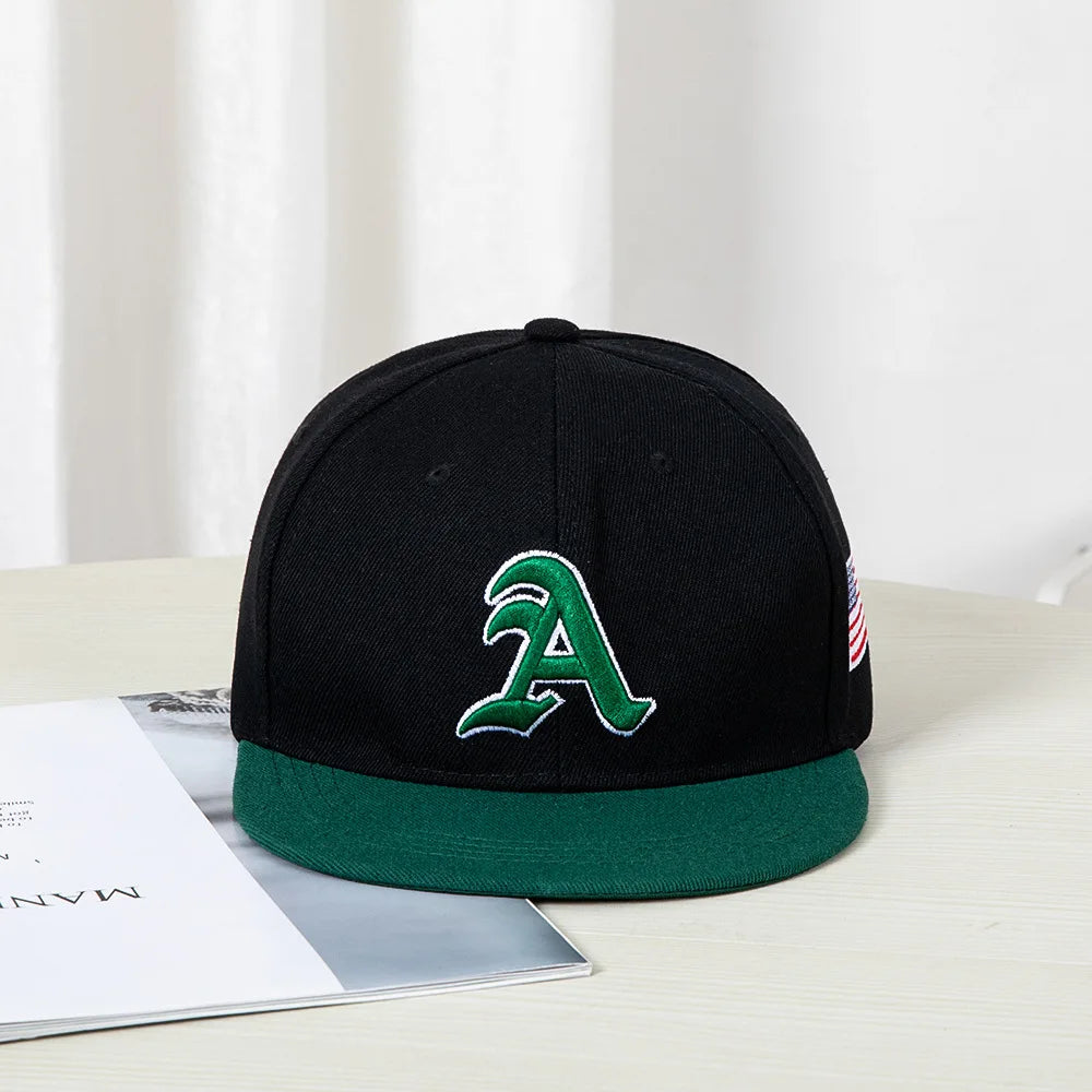 Hip Hop Style Baseball Cap With A Flat Top Color Patching Letter Embroidery Suitable For Both