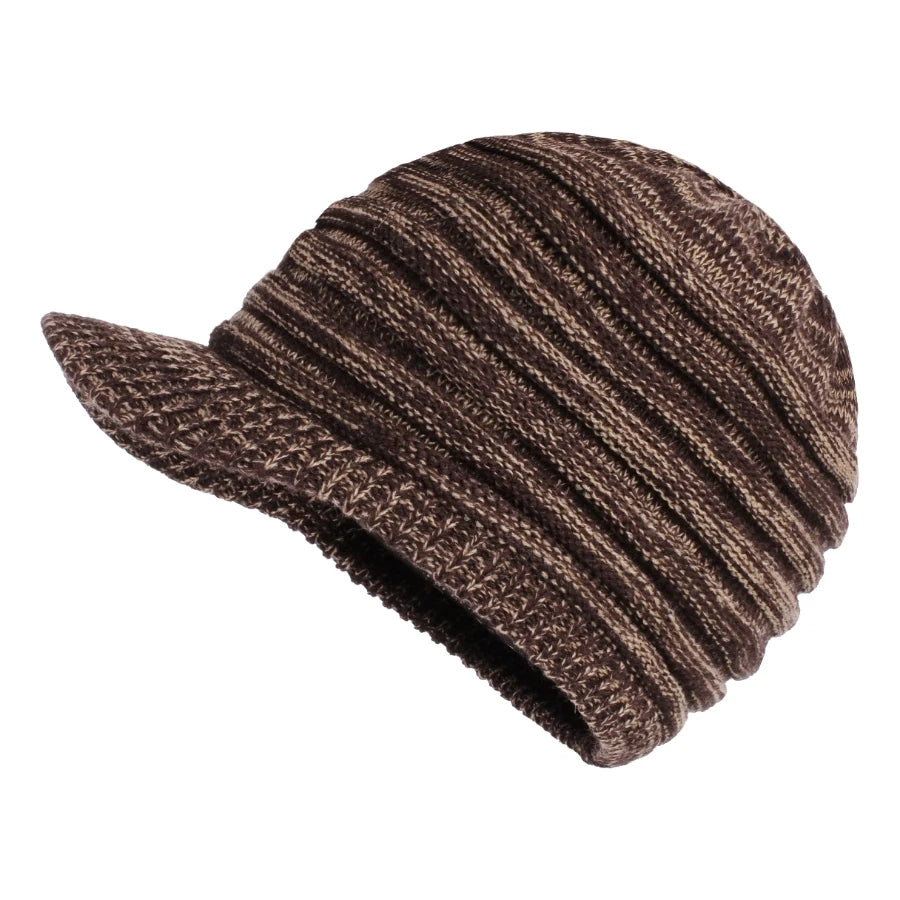 Unisex Winter Hats With Visor Warm Ski Hat Stylish Knitted Hat