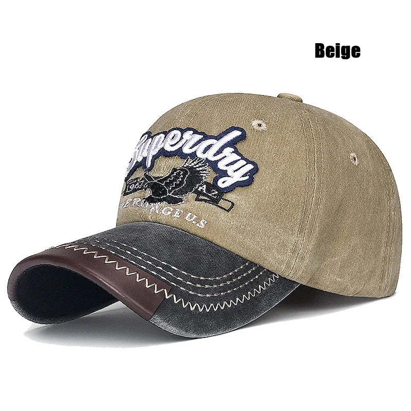 New Unisex Washed Cotton Embroidered Eagle Baseball Cap