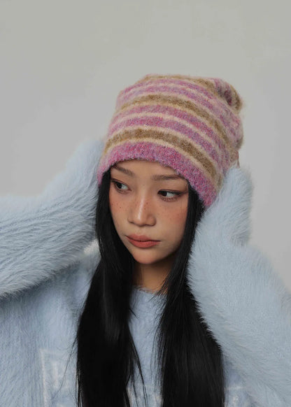Striped Knitted Beanies Hats For Women & Men