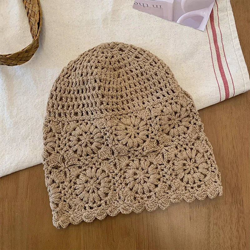 Handmade Crochet Hollow Head Japan Knit Cap Spring Summer