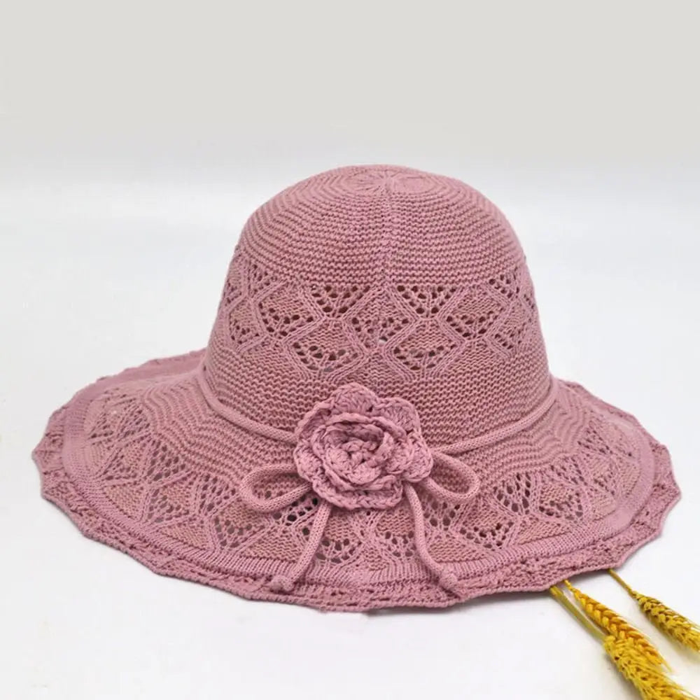 Fashion Crochet Summer Sun Hat Foldable Weave Sunshade Hat