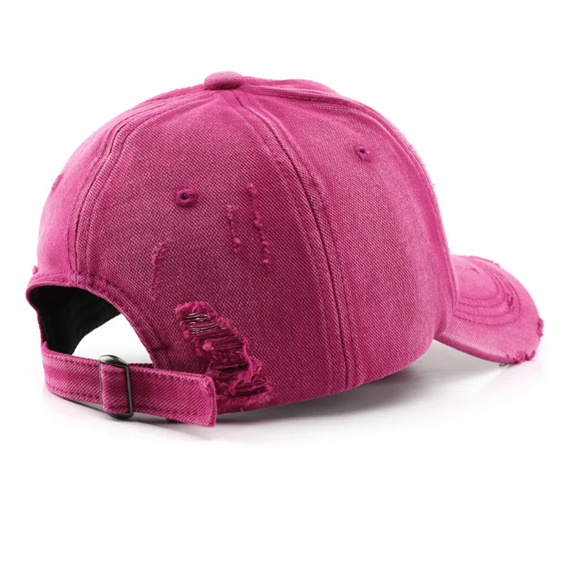 Custom Logo Washed Ripped Denim Baseball Cap