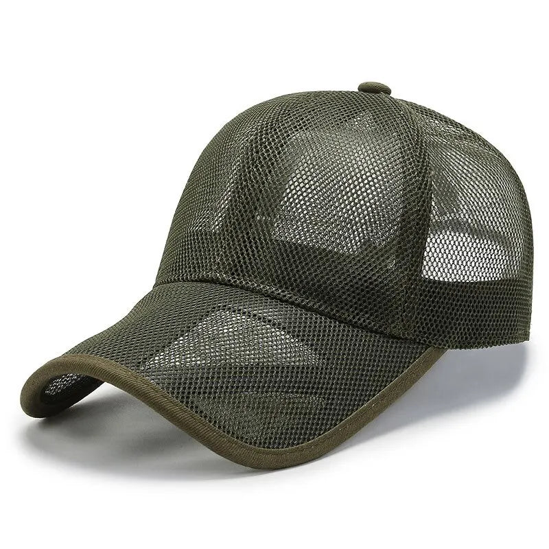 Summer Men Hat Openwork Brim Breathable Mesh Cap