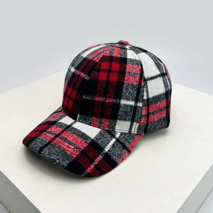 New Unisex British Style Plaid Color Block Baseball Hats