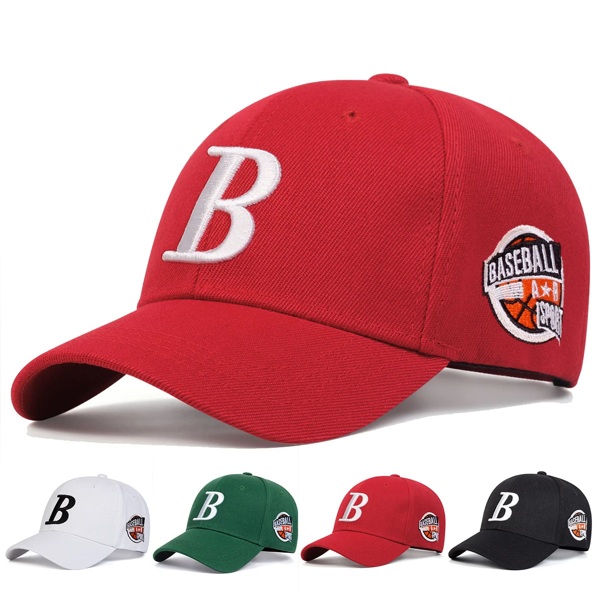 Unisex B Letter Embroidery Side Basketball Baseball Caps Spring Autumn