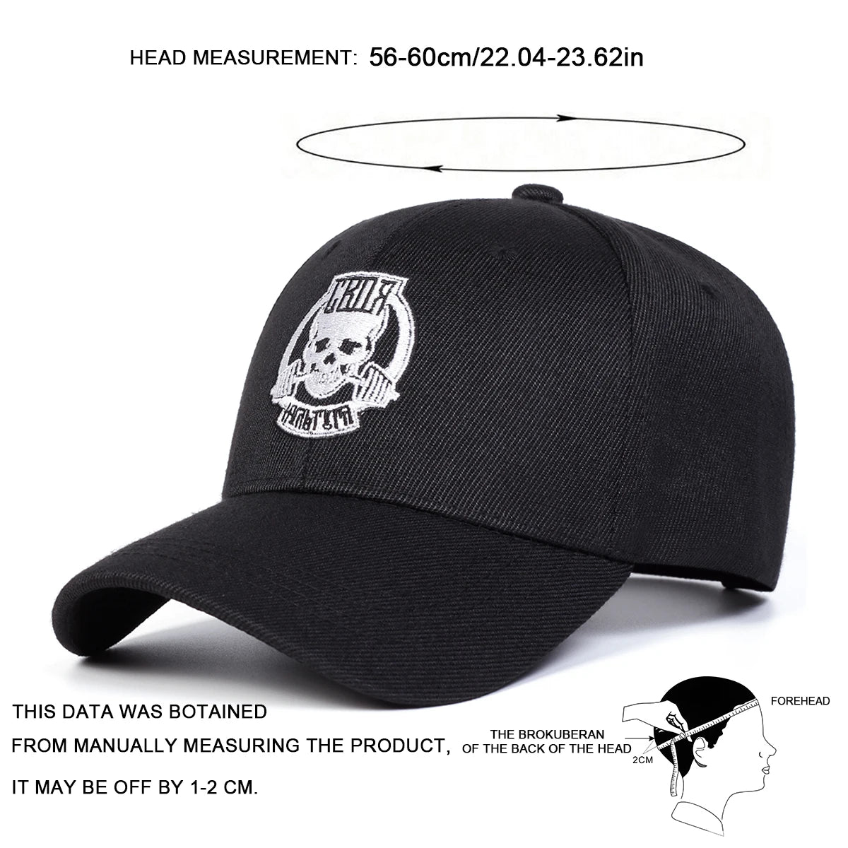 Unisex Skull Embroidery Baseball Caps Spring Autumn