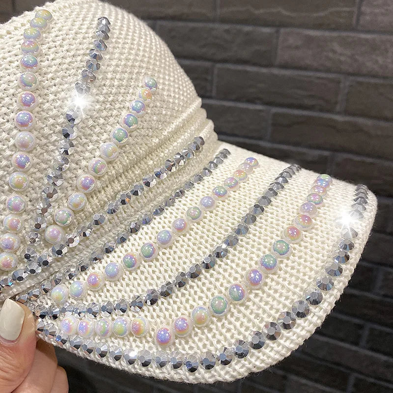 Shining Diamonds Pearls Sun Hats For Women