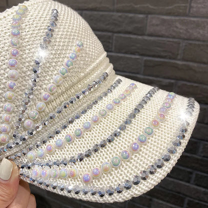 Shining Diamonds Pearls Sun Hats For Women