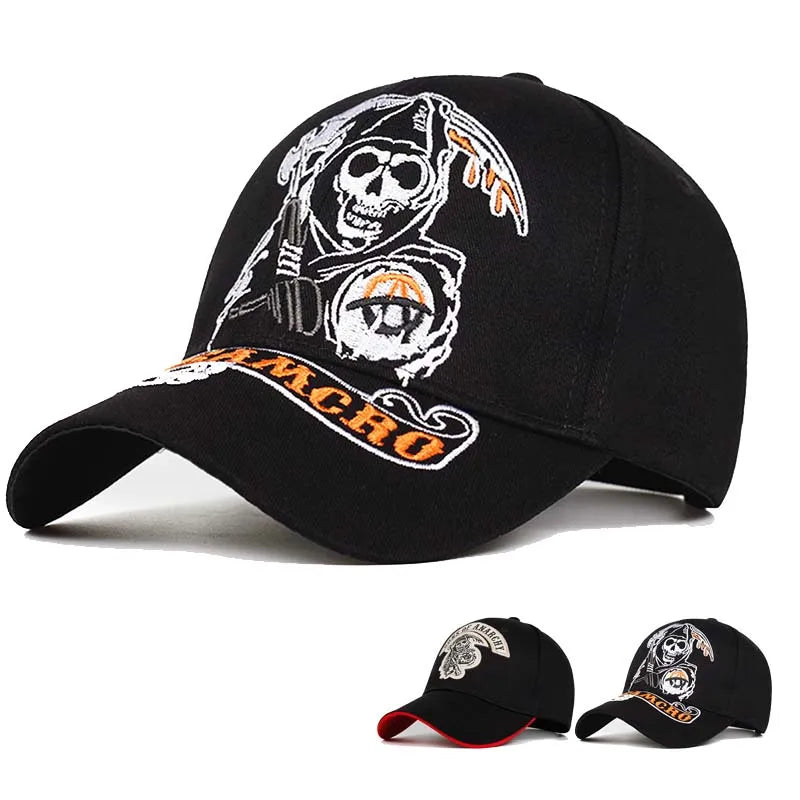 Samcro Baseball Cap SOA Sons of Anarchy Skull Embroidery