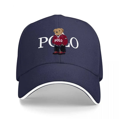 Bear Logo Black Baseball Cap With White Trim Classic Design For Men And Women